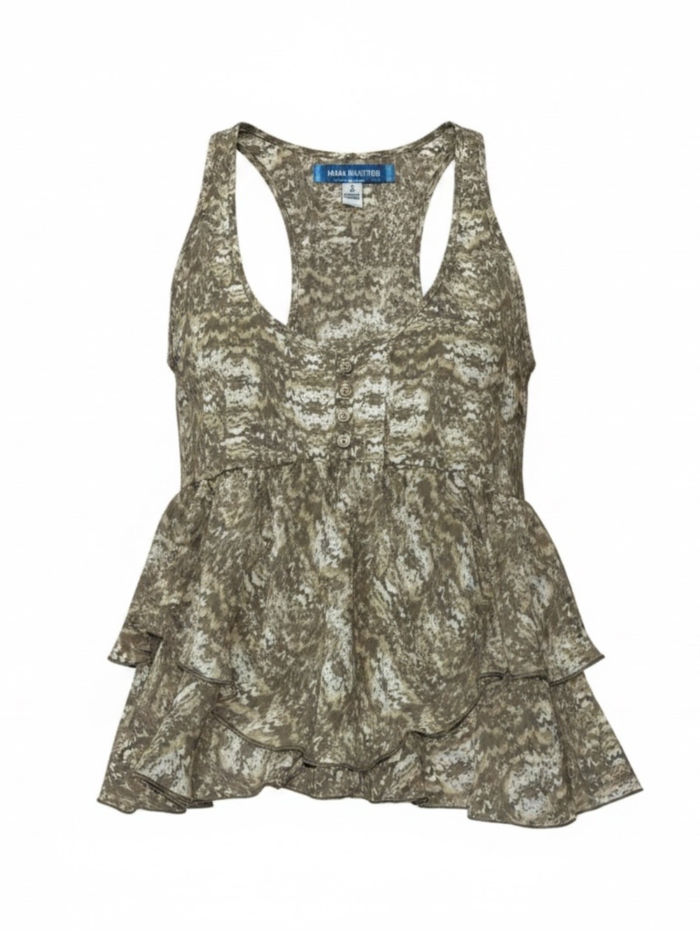 Urban Outfitters Olive and Cream Abstract Print Tank
